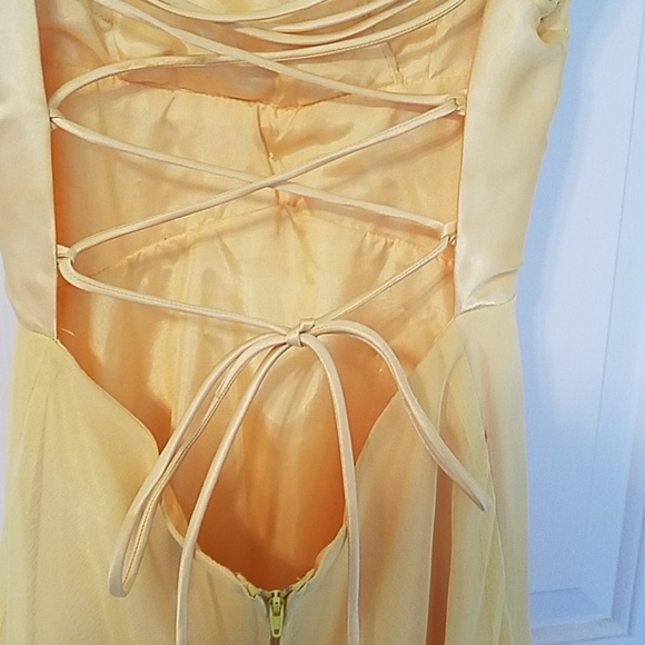 Yellow formal prom full length dress size 7/8 - Picture 3 of 6
